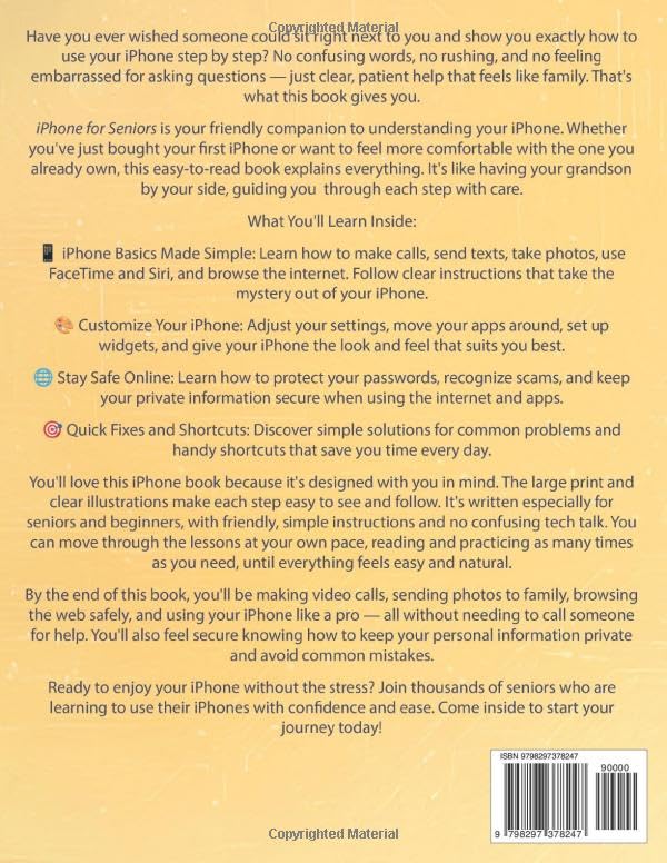 iPhone for Seniors Learn with Easy Instructions Big Text and Colorful Helpful Photos